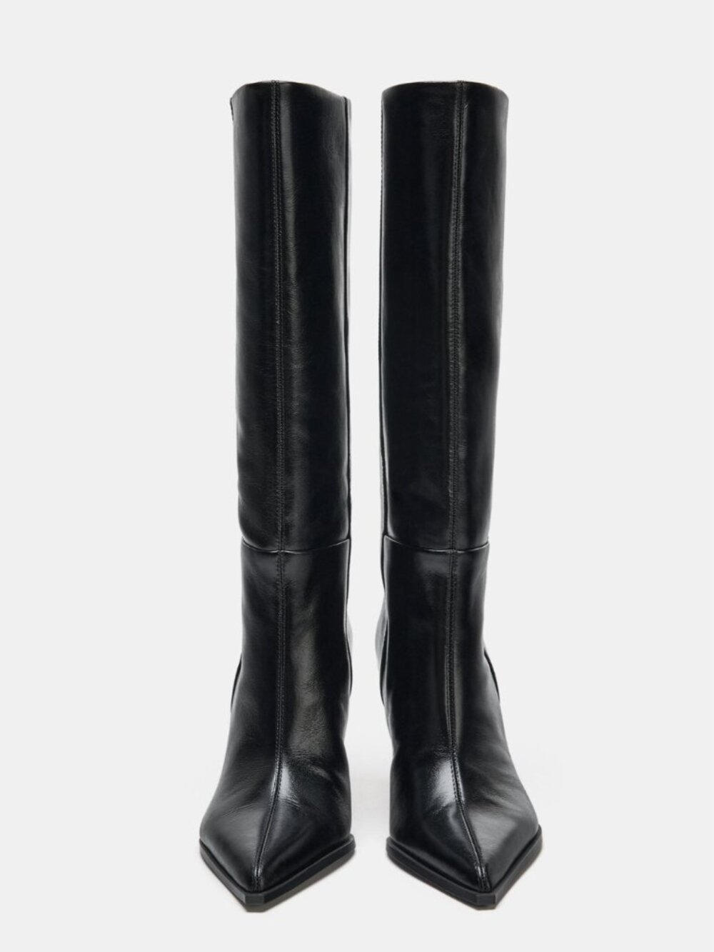 Zara Heeled Leather Boots Black – Size EU 39 / US 8 – New With Tags ✨ - Picture 6 of 16